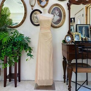 Elegant One-Shoulder Cream Evening Gown